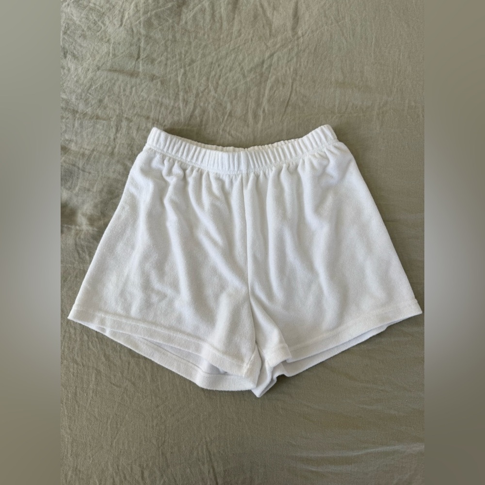 Aritzia TNA White Towel/Terry Sweatshorts